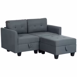 HOMCOM Modular Sectional Sofa with Storage, 2 Seater Sofa Set, Dark Grey - Additional view 7
