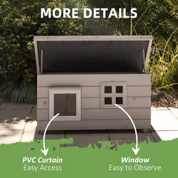 PawHut Outdoor Cat House with Openable Top, Asphalt Roof, Window, Grey - Additional view 4