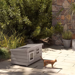 PawHut Outdoor Cat House with Openable Top, Asphalt Roof, Window, Grey - Additional view 5