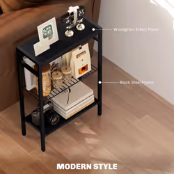 HOMCOM Side Table with Storage, Small Table for Living Room, Bedroom, Black - Additional view 4