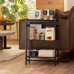 HOMCOM Side Table with Storage, Small Table for Living Room, Bedroom, Black - Additional view 6