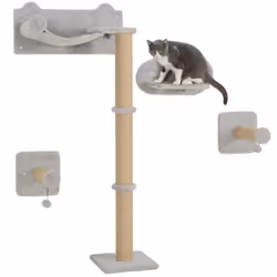 PawHut 4-Piece Cat Shelves w/ Scratching Post, Steps, Jumping Platform