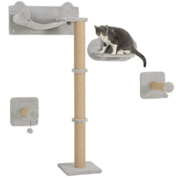 PawHut 4-Piece Cat Shelves w/ Scratching Post, Steps, Jumping Platform