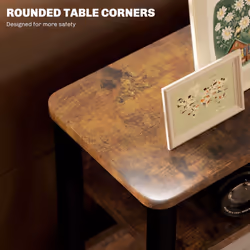 HOMCOM Narrow Side Table with Storage, Bedside End Table, Rustic Brown - Additional view 4