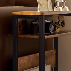 HOMCOM Narrow Side Table with Storage, Bedside End Table, Rustic Brown - Additional view 7