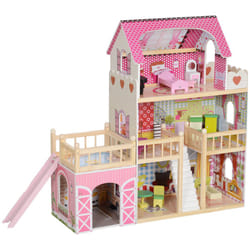 AIYAPLAY Dolls House with 13 Wooden Furniture Pieces, for Ages 3-6 Years
