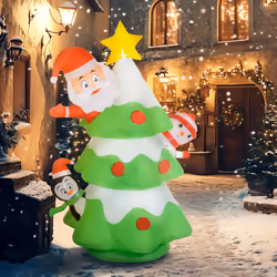 Outsunny 8ft Christmas Blow Up Christmas Tree with Santa Claus for Outdoor