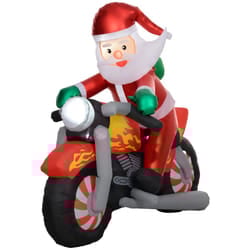 Outsunny 5.6FT Christmas Blow Up Santa Claus Riding Motorcycle w/ LED Lights