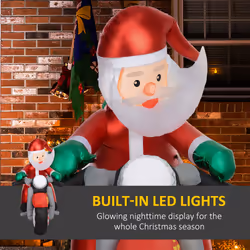 Outsunny 5.6FT Christmas Blow Up Santa Claus Riding Motorcycle w/ LED Lights