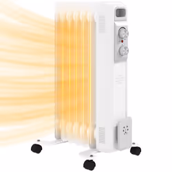 HOMCOM 1500W 7 Fin Oil Filled Heater Radiator for Home, White