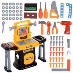 AIYAPLAY 102Pcs Play Tools Toy with Electric Drill, Storage, Yellow