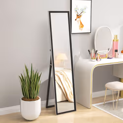 HOMCOM Floor Mirror Wall Mounted Leaning Standing Mirror 37 x 157cm Black
