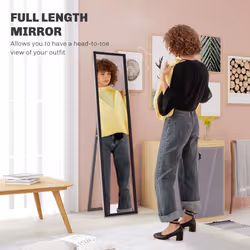 HOMCOM Floor Mirror Wall Mounted Leaning Standing Mirror 37 x 157cm Black