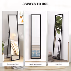 HOMCOM Floor Mirror Wall Mounted Leaning Standing Mirror 37 x 157cm Black - Additional view 5