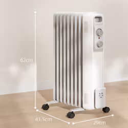 HOMCOM 2000W 9 Fin Oil Filled Heater Radiator for Home, White
