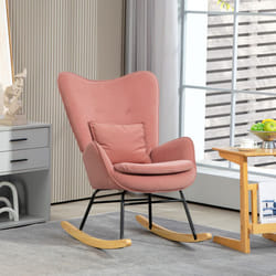 HOMCOM Velvet Rocking Chair with Lumbar Pillow for Living Room Bedroom