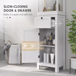 HOMCOM Slim Bathroom Storage Cabinet with Open Shelves and Drawer, White - Additional view 4