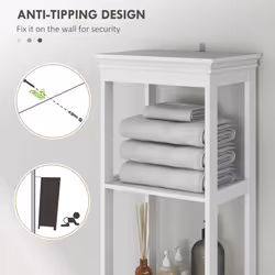 HOMCOM Slim Bathroom Storage Cabinet with Open Shelves and Drawer, White - Additional view 5