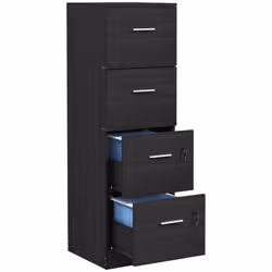 HOMCOM 4 Drawer File Cabinet Locking Filing Cabinet, Black Wood Effect - Additional view 8