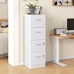 HOMCOM 4 Drawer File Cabinet Locking Filing Cabinet for A4, Ash Wood-Effect