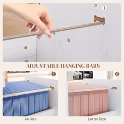 HOMCOM 4 Drawer File Cabinet Locking Filing Cabinet for A4, Ash Wood-Effect