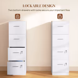 HOMCOM 4 Drawer File Cabinet Locking Filing Cabinet for A4, Ash Wood-Effect - Additional view 4