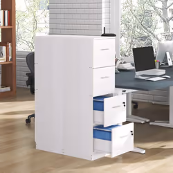 HOMCOM 4 Drawer File Cabinet Locking Filing Cabinet for A4, Ash Wood-Effect - Additional view 5