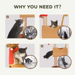 PawHut Cat Tree, 98cm Deer-Designed Cat Tower for Indoor Cats - Additional view 6