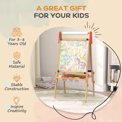 AIYAPLAY 3-in-1 Kids Easel with Paper Roll, Whiteboard, Chalkboard - Additional view 5