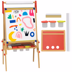 AIYAPLAY 3-in-1 Kids Easel with Paper Roll, Whiteboard, Chalkboard - Additional view 8