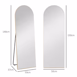 HOMCOM Floor Mirror Wall Mount Leaning Standing Mirror 50 x 150cm Gold Tone
