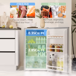 HOMCOM 91L Freestanding Under Counter Fridge with Lock Grey