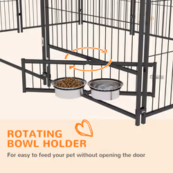 PawHut Outdoor Dog House Kennel with Canopy Top & Lock Rotating Bowl Holder - Additional view 4