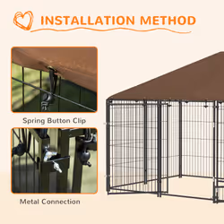 PawHut Outdoor Dog House Kennel with Canopy Top & Lock Rotating Bowl Holder - Additional view 5