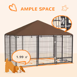 PawHut Outdoor Dog House Kennel with Canopy Top & Lock Rotating Bowl Holder - Additional view 6