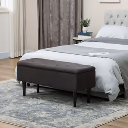 HOMCOM 15" Ottoman Storage Box with 47L Storage Capacity, Dark Grey