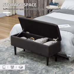 HOMCOM 15" Ottoman Storage Box with 47L Storage Capacity, Dark Grey
