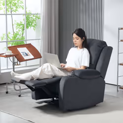 HOMCOM Recliner Armchair for Living Room, Recliner Chair with Cup Holder Black