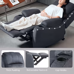HOMCOM Recliner Armchair for Living Room, Recliner Chair with Cup Holder Black