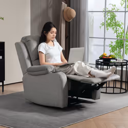 HOMCOM Recliner Armchair for Living Room, Recliner Chair with Cup Holder Grey