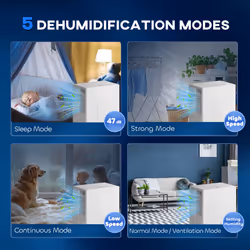 HOMCOM 30L Dehumidifier with Filter, Auto Defrost, for Home Laundry Drying