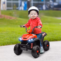 AIYAPLAY 12V Kids Electric Quad Bike with 4 Wheels Spring Suspension, Red
