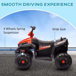 AIYAPLAY 12V Kids Electric Quad Bike with 4 Wheels Spring Suspension, Red