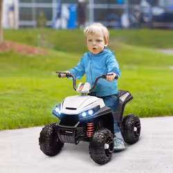 AIYAPLAY 12V Kids Electric Quad Bike with 4 Wheels Spring Suspension, White