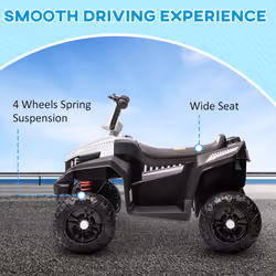 AIYAPLAY 12V Kids Electric Quad Bike with 4 Wheels Spring Suspension, White