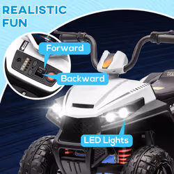 AIYAPLAY 12V Kids Electric Quad Bike with 4 Wheels Spring Suspension, White