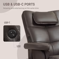 HOMCOM Massage Recliner Chair with Footstool and Hidden Storage, Dark Brown - Additional view 5