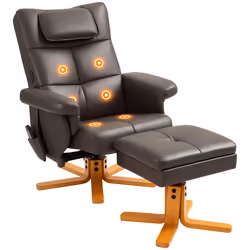 HOMCOM Massage Recliner Chair with Footstool and Hidden Storage, Dark Brown - Additional view 8