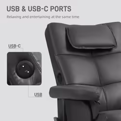 HOMCOM Massage Recliner Chair with Footstool and Hidden Storage, Black - Additional view 5
