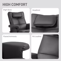 HOMCOM Massage Recliner Chair with Footstool and Hidden Storage, Black - Additional view 6